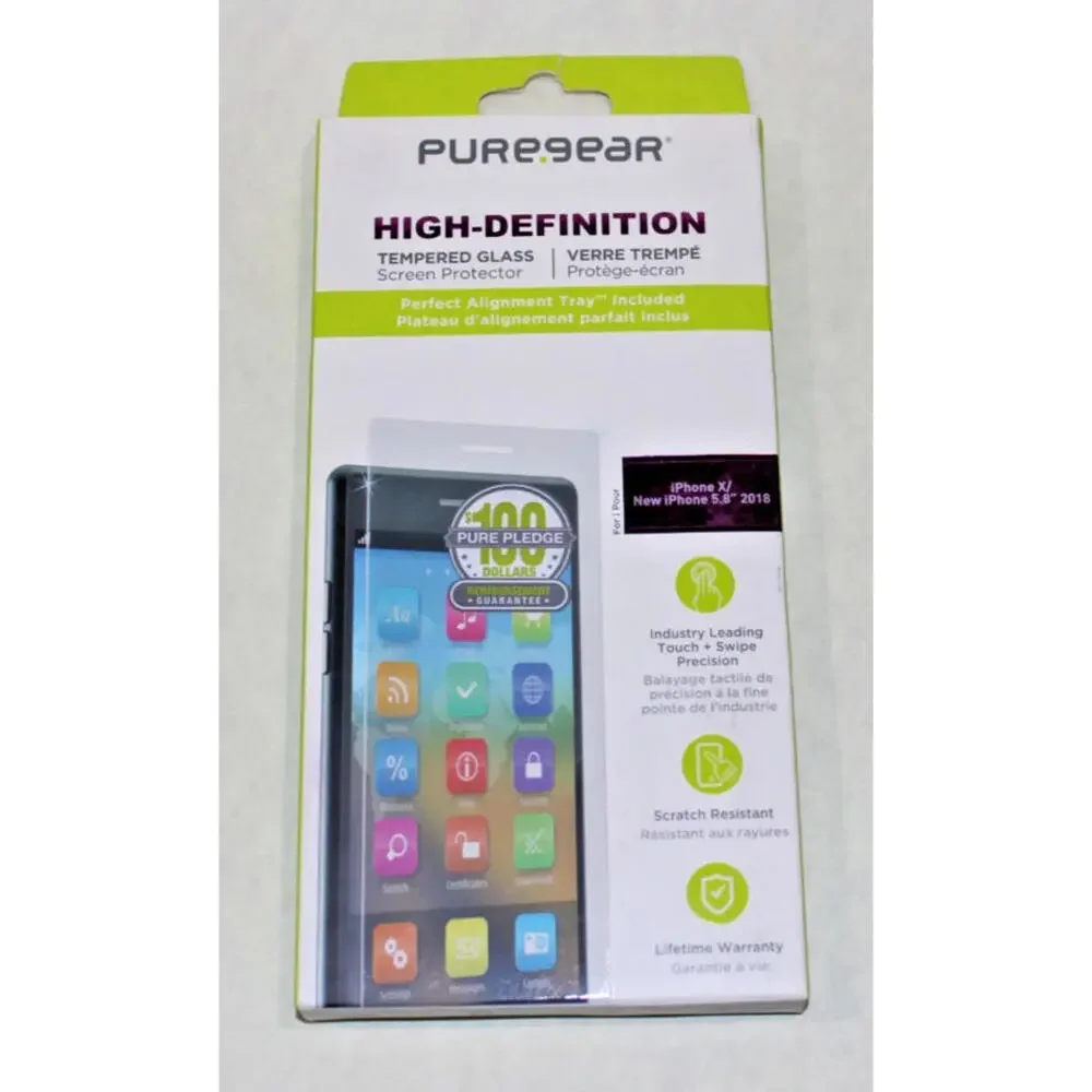 PureGear High-Definition Temper Glass Screen Protector iPhoneX/New iPhone 5.8